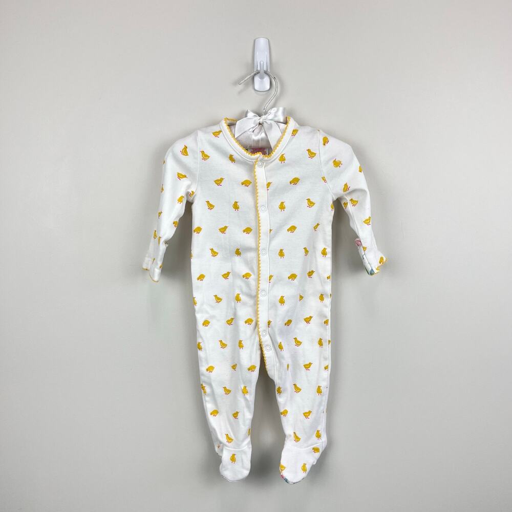 Mini Baby Boden White Yellow Chick Footie 3-6 Months